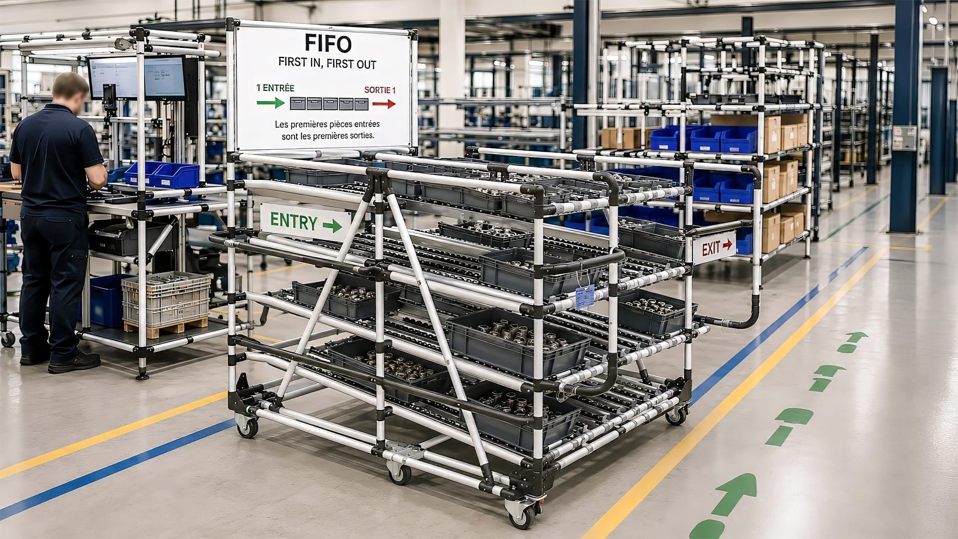 Flow rack gravitário FIFO Makitlean